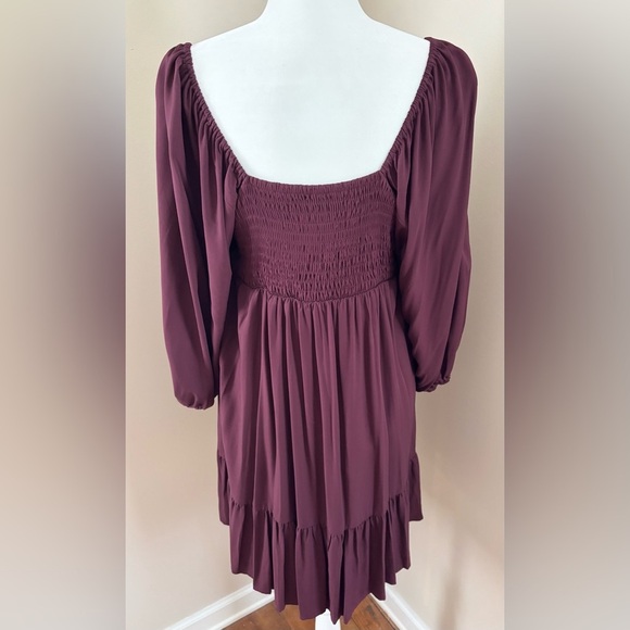NWT Nine West Burgundy Square Neck Mini Dress - Picture 3 of 11